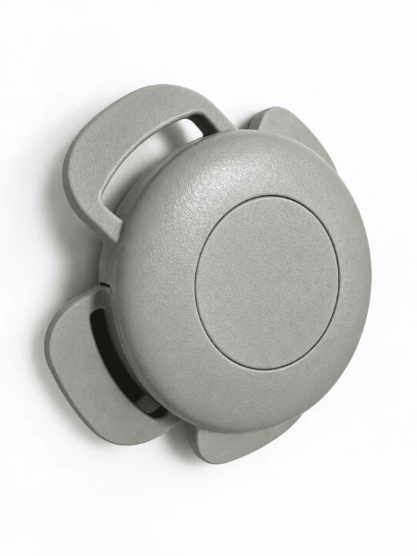 Molded baby stroller harness buckle with center release button Molded baby stroller harness buckle with center release button